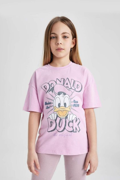 Girls' Disney Mickey & Minnie Oversize Wide Fit Crew Neck Short Sleeve T-Shirt C0145A824Sm