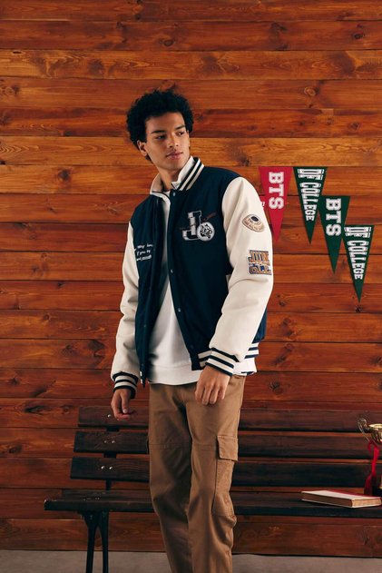 Windproof Water Repellent Oversize Fit College Collar Snap Closure Double Pockets Seasonal Lightweight Bomber m
