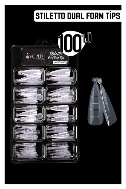 Stiletto Dual Üst Form 100'lü Tips (POLY JEL UYGULAMALARI İÇİN)