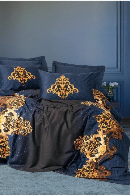 Palace Satin Double Duvet Cover Set Tutsu Navy Blue