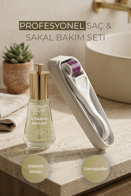 Saçkıran & Sakal Kıran Alopesi Etkili Vitamin Serum 30ml + Dermaroller Seti Erkeklere Özel