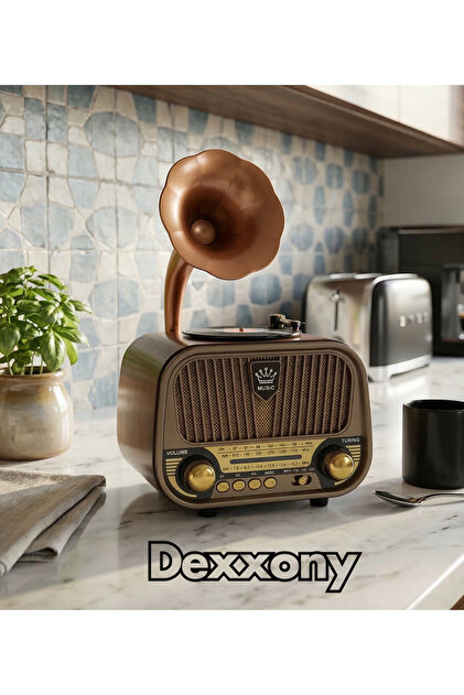 Dexxony Gramofonlu Retro Vintage Nostaljik Radyo - Bluetooth