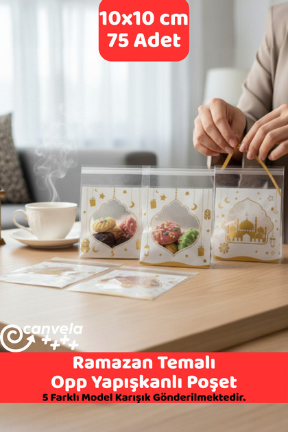 75 Adet Ramazan Kurban Kandil Mevlüt Bayram İçin Poşeti Opp Kendinden Yapışkanlı Poşet