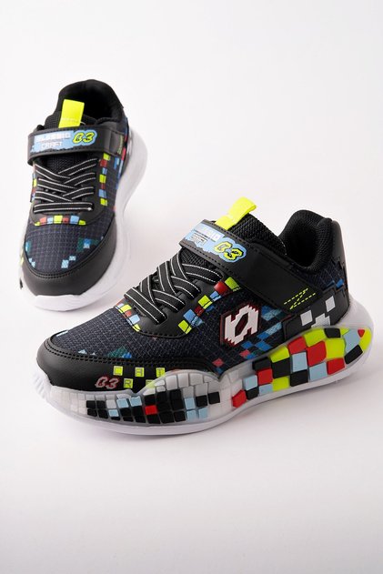Block Colorful Block Sole Velcro and Lace-Up Children's Sneakers Sports Shoes