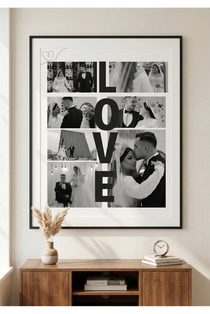 Sevgiliye Özel Tasarımlı Hatıra Tablosu - Kişiye Özel Fotoğraflı Poster (A4 Boyut-Çerçeveli)