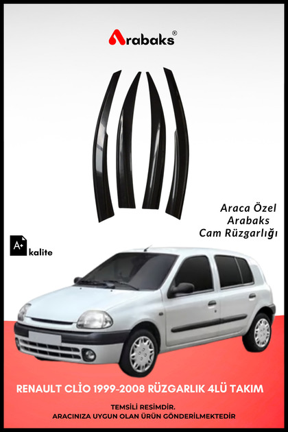 Renault Clio 2 1999-2008 Cam Rüzgarlığı 4'lü Takım (MUGEN TİP, DAYANIKLI MALZEME, KOLAY MONTAJ)
