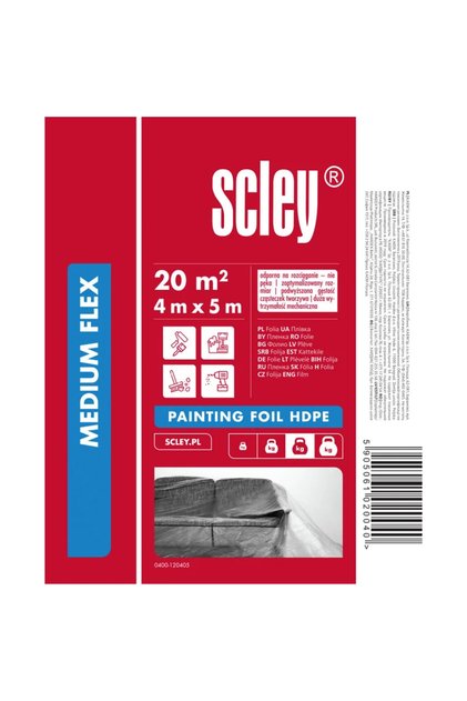 Folie protectie Scley pentru zugravit, din HDPE, 4 x 5 metri