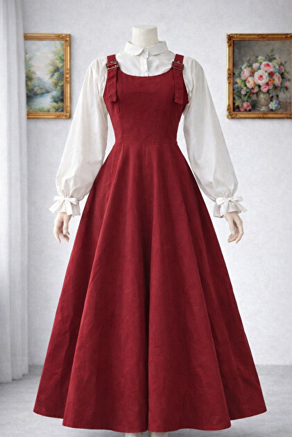 Bordo Tesettür Gabardin Jile