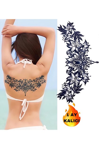 1 AY KALICI BÜYÜK BOY BEL BACAK GÖĞÜS GEÇİCİ DÖVME