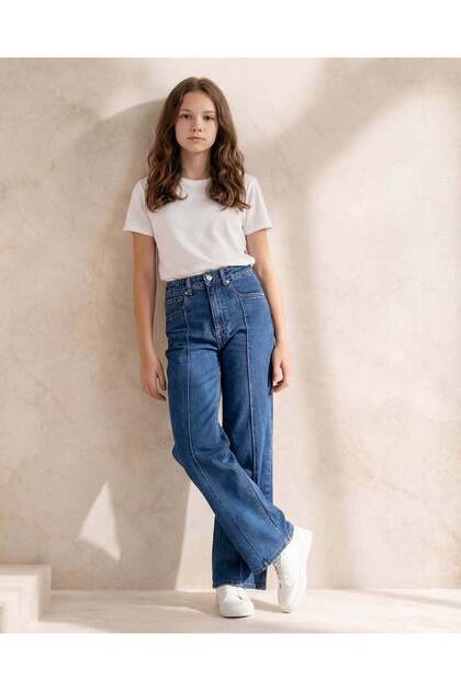 Senior Girls Blue Plain Jeans