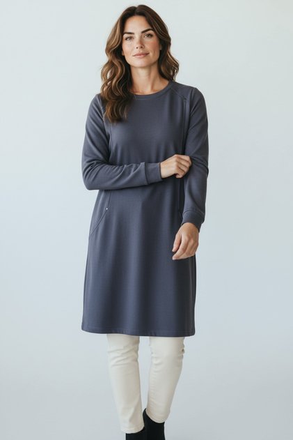 Women's C Pocketed Cycling Collar Tunic with Cuffs on the Sleeves