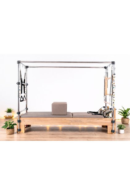 Combo Cadillac Reformer Premium Vizon Taba Şarjörlü Sistem 8 Kademe Krom 1. Sınıf Kayın Ağacı