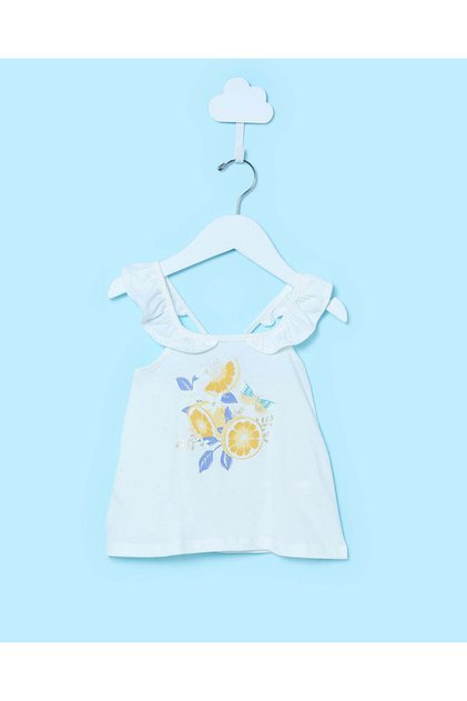 Infant Girls White Floral Printed Top