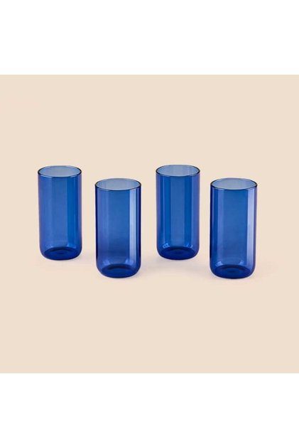 4'lü Cam Bardak - Mavi - 460 ml