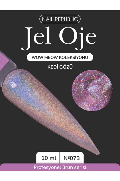 Kalıcı Oje WOW MEOW Kedi Gözü №073 (10 ml) – Gümüş Holografik Manyetik Nail Art Profesyonel Oje