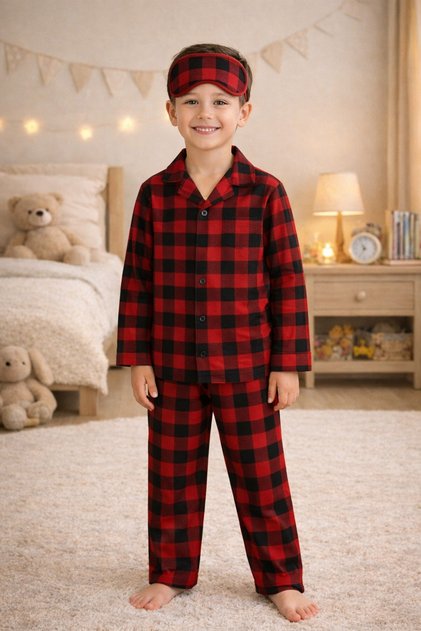 Boy's Cotton Buttoned Transitional Pajama Set