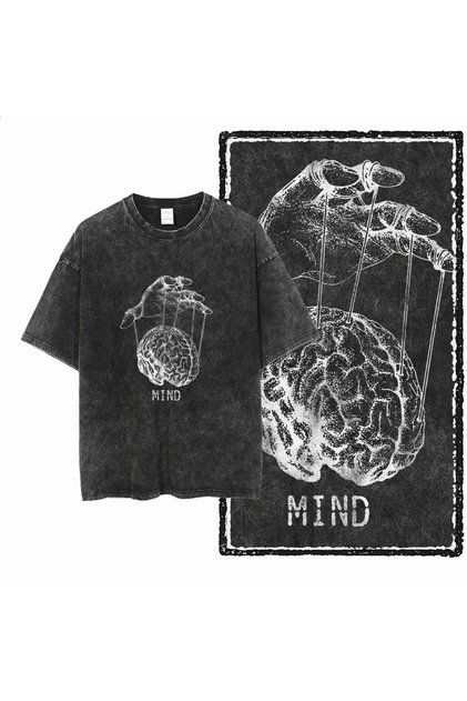 Acid-Washed Oversized T-Shirt - Washed Printed Oversized T-Shirt