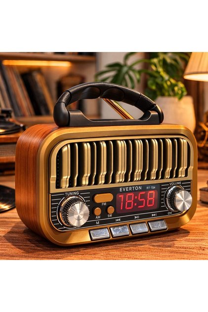 rt-724 usb am-sw-fm bluetooth dijital göstergeli nostalji radyo