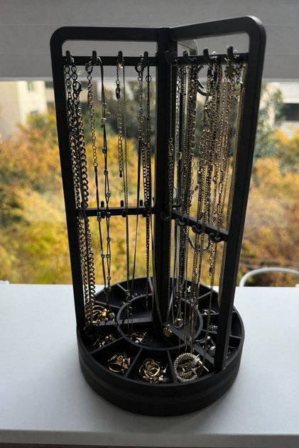 Rotating Jewelry Organizer Stand Necklace Earrings Bracelet Organizer Desktop Display