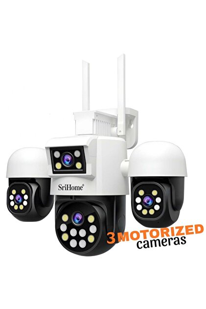 Camera Cvadrupla Supraveghere Video WIFI CCTV SH069 Plus, 20 MP, 3 Camera Motorizate, Alb
