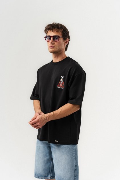 Totem Embroidery Detailed Crew Neck Oversized T-Shirt
