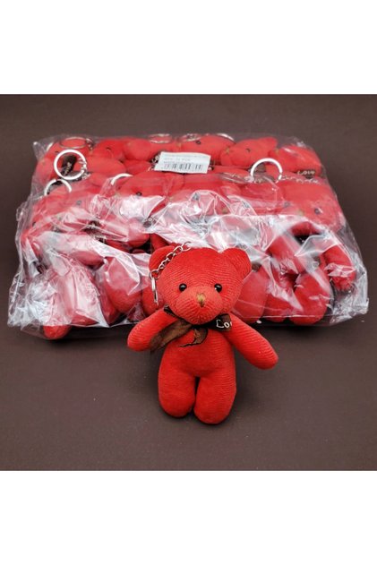 KIRMIZI Mini Peluş Ayıcık Çanta Süsü Aksesuarı Sevimli Bebek Ayıcık Anahtarlık 1 Adet