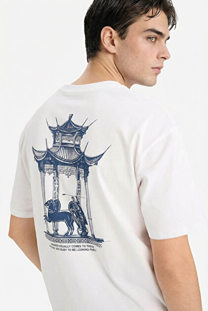 Defacto Printed White Men's T-Shirt F8027Ax/Wt34 - Price, Reviews