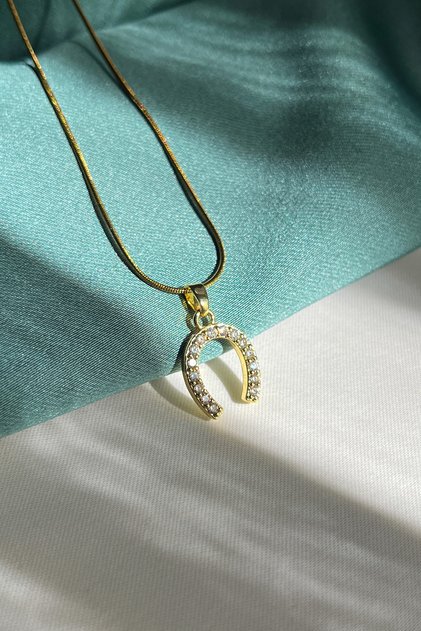 Zircon Stone Horseshoe Necklace