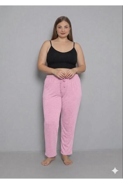 Pantaloni de pijama fără buzunare, din bumbac, cu talie elastică, din țesătură subțire
