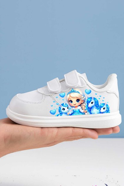 Blue Blue Princess Sweet Printed Female Child Sneaker Shoes Sneakers Band
