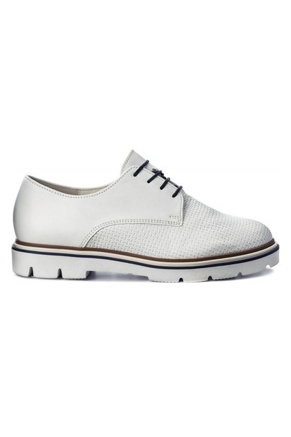 Pantofi casual damă - Derby - mărime 38 - Alb Piele Naturală - textură împletită eleganți