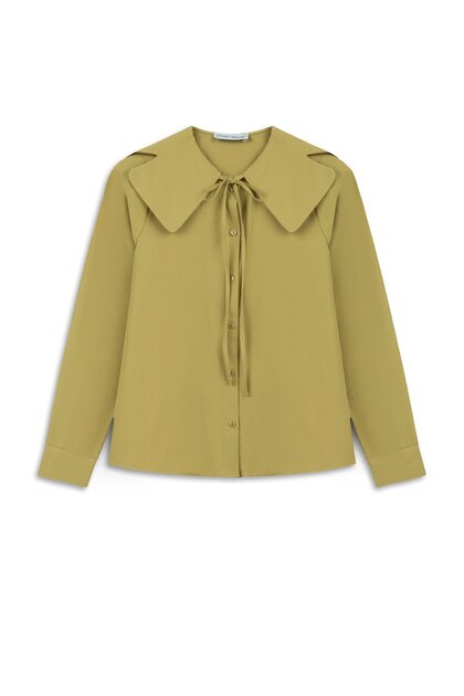 Shirt with Bib Collar, Oil Green