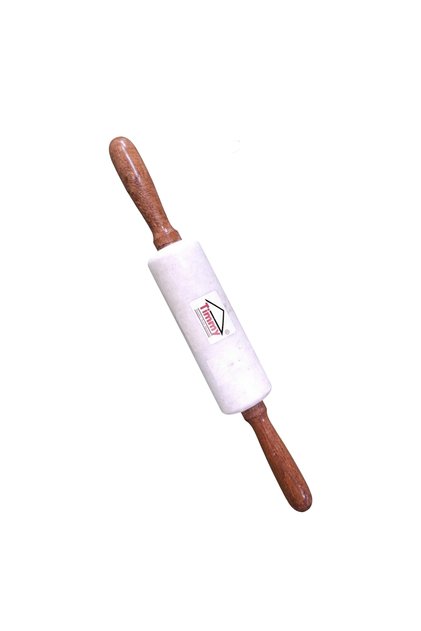 Marble Belan with Wooden Handle White Heavy Duty Rolling Pin for Roti Chapati Paratha Dough