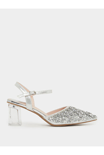 Embellished Transparent Heel Sandals