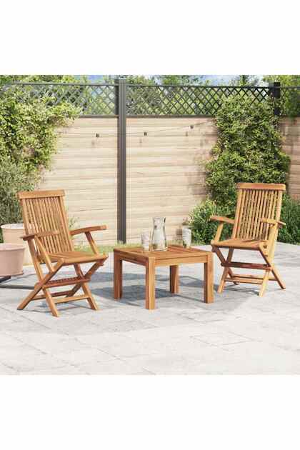 Folding Garden Chairs 2 pcs Solid Teak Wood