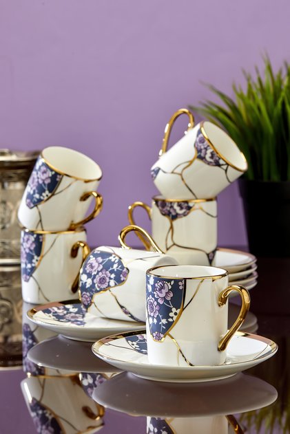 Lavinya 6-Person 90 ml Porcelain Coffee Cup Set Ckr3861