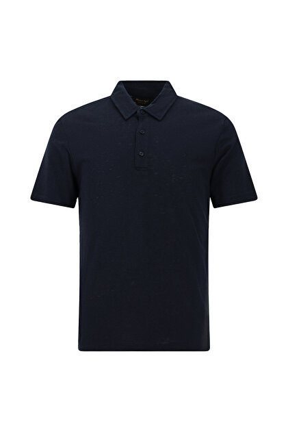 Slim Fit Dar Kesim Nakışlı Pamuklu Lyocell Polo Yaka T-shirt