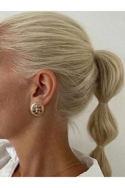 Vintage Gold Plated Stud Earrings with Leopard Printed Zircon Stones