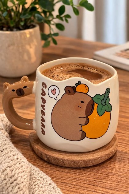 Sevimli Capybara Figürlü Kupa Bardak Hediyelik Kupa Bardak