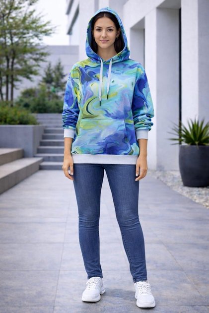 Abstract Patterned Oversized Hoodie