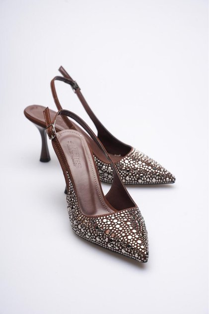 Women's Evening Dress Stone Detailed Fabric Evening Dress 9cm Heeled Shoes