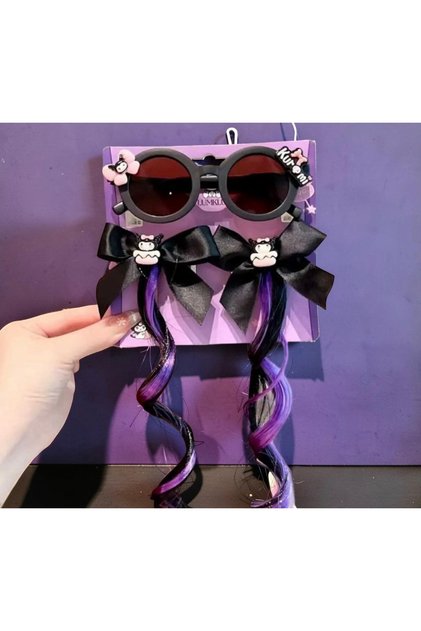 Kuromi Gözlük Toka Set