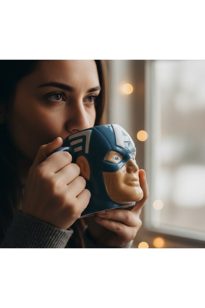 Kaptan Amerika Temalı Figürlü Porselen Kupa – Marvel Koleksiyonluk Tasarım Vip