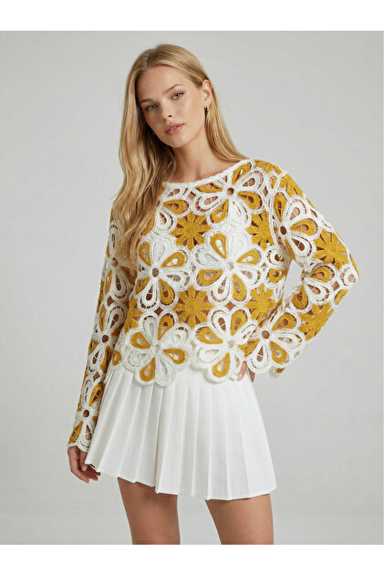 Women's Crochet Standard Size Loose Flower Des Patterned Uz