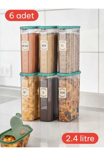 6 Pieces of Food and Grain Storage Containers - 2.4 Liters