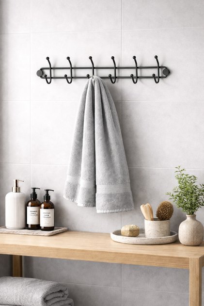 Banyo Askısı Portmanto Vestiyer Duvar Askısı Siyah