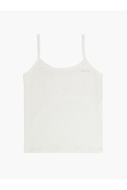 Girls White Cotton Vest