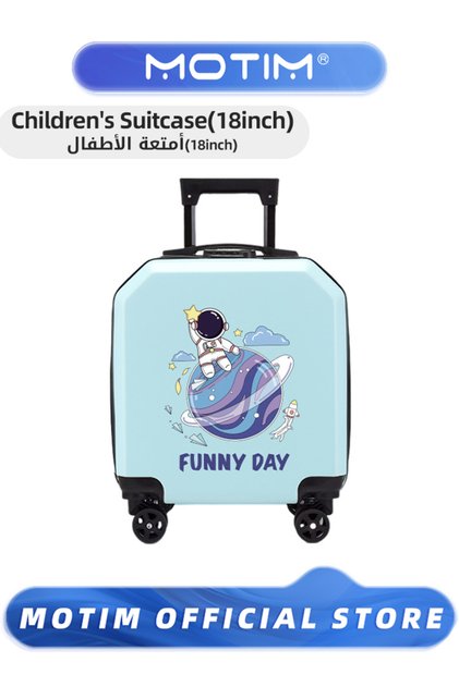 18in Kids Luggage Travel Luggage Carry-On Luggage Small Luggage with Spinning Wheel Cartoon Suitcase