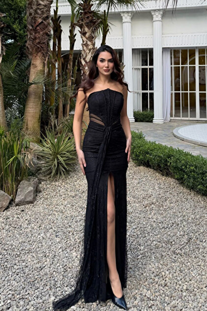 Sindimoda Valeria Guipure Lace Sheer Evening Dress 1181- Trendyol Sindimoda Valeria Guipure Lace Sheer Evening Dress 1181- Trendyol