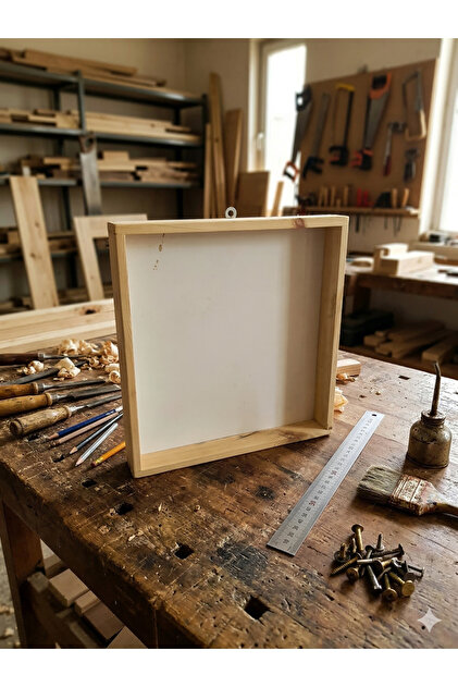 Ahşap Pano 30x30 Cm, Ham Ahşap Boyanabilir Pano, Ahşap Çerçeve